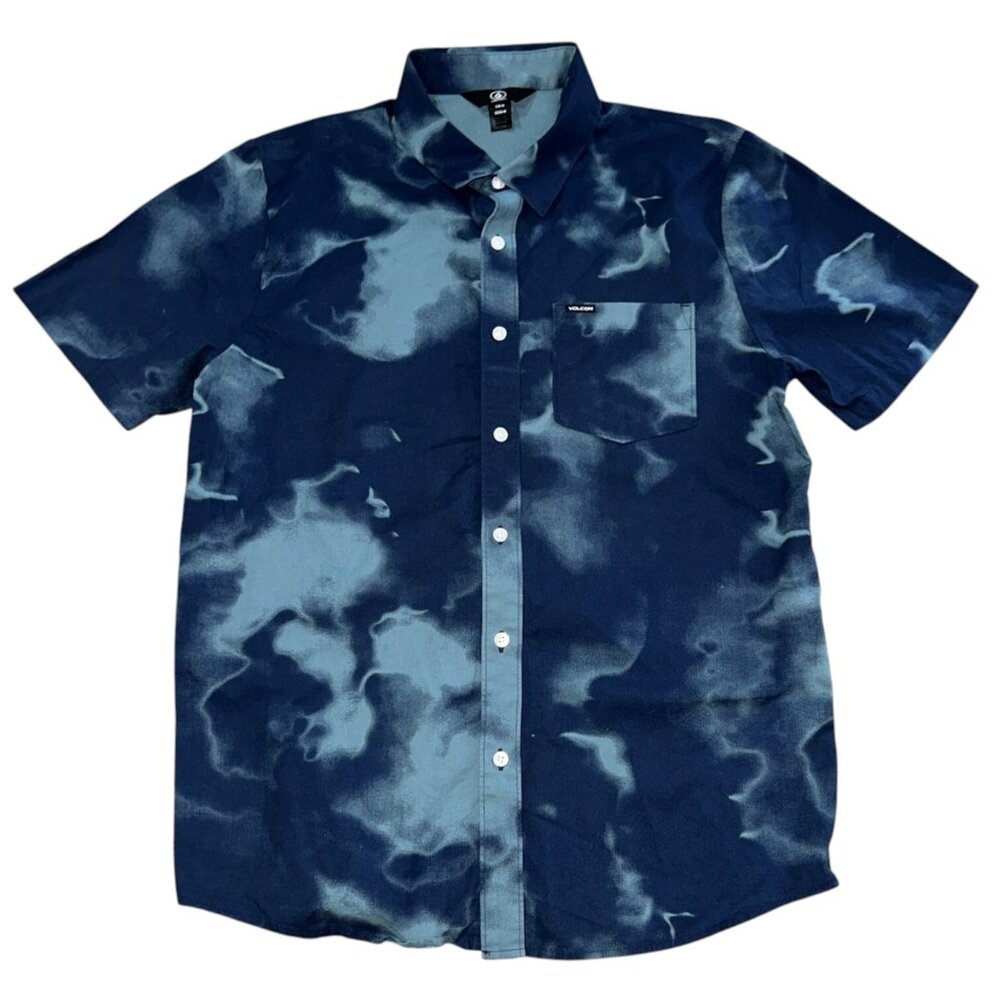 Volcom Blue Summer Button-Up Shirt – Medium